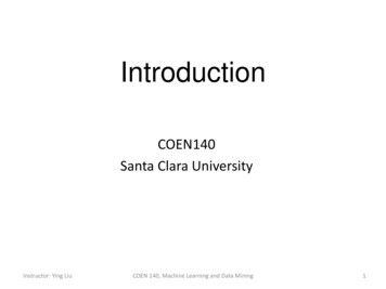 COEN140: Machine Learning And Data Mining - SCU