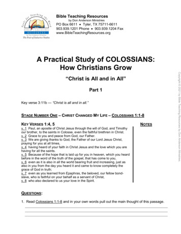 A Practical Study Of COLOSSIANS: How Christians Grow