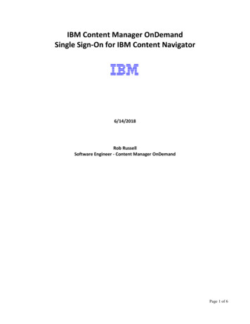 IBM Content Manager OnDemand Single Sign-On For IBM Content Navigator