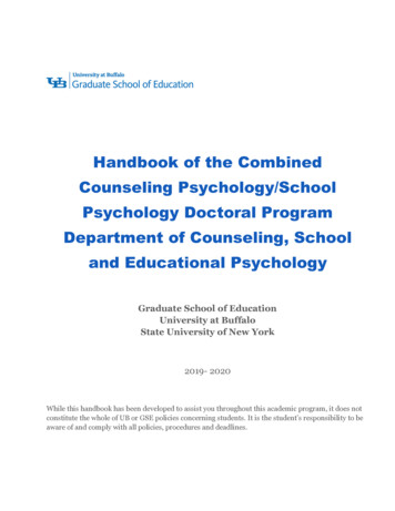 Counseling Psychology School Psychology PhD Handbook