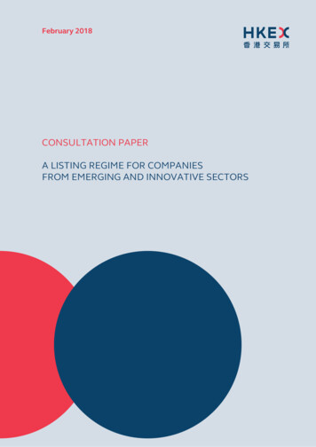 Consultation Paper A Listing Regime For Companies From Emerging And .