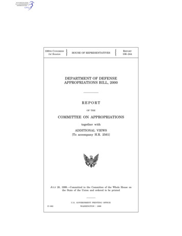 Department Of Defense Appropriations Bill, 2000 Report