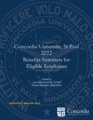 Concordia University, St Paul 2022 Benefits Summary For .