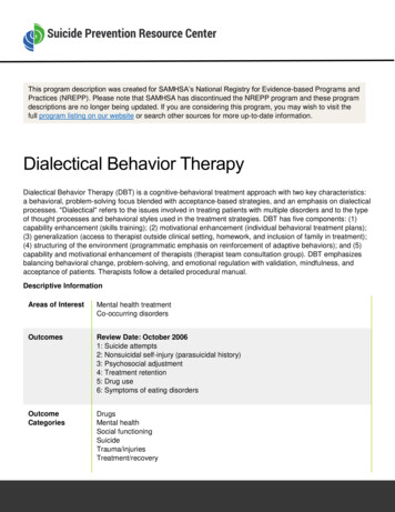 Dialectical Behavior Therapy - SPRC