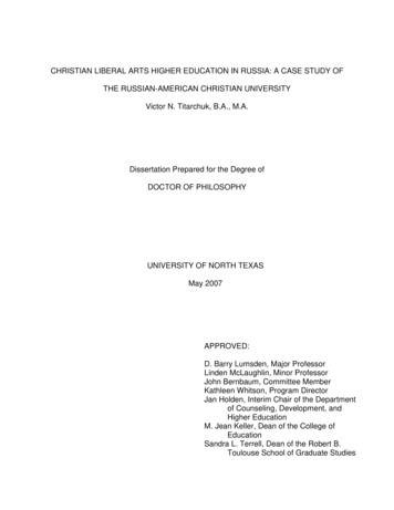 Christian Liberal Arts Higher Education In Russia: A Case Study Of The .