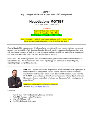 Negotiations MGT887 - Yale University