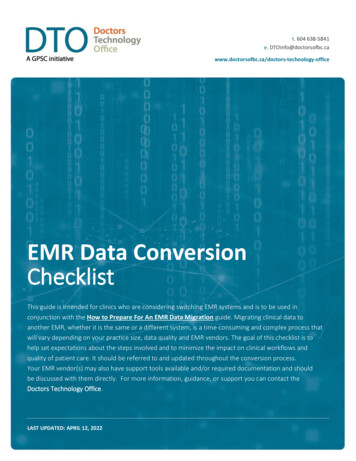 EMR Data Conversion Checklist - Doctors Of BC