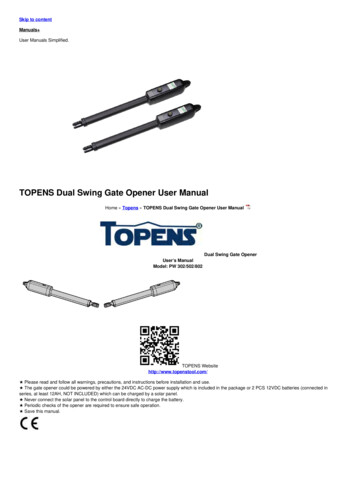 TOPENS Dual Swing Gate Opener User Manual - Manuals 