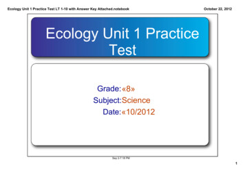 Ecology Unit 1 Practice Test - Rowan.k12.ky.us