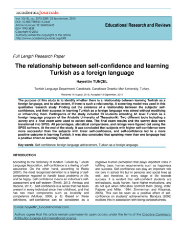 The Relationship Between Self-confidence And Learning .