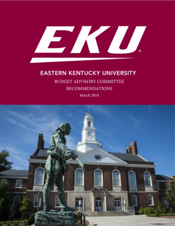 BUDGET ADVISORY COMMITTEE RECOMMENDATIONS - Eastern Kentucky University