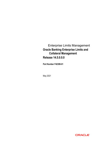Enterprise Limits Management Oracle Banking Enterprise .