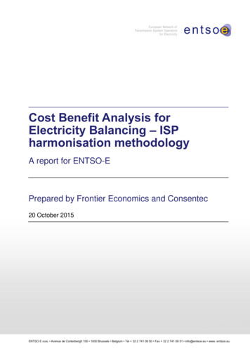 Cost Benefit Analysis For Electricity Balancing - ISP . - Microsoft