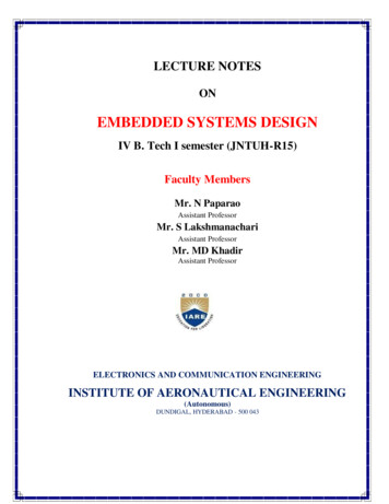 EMBEDDED SYSTEMS DESIGN - Institute Of 