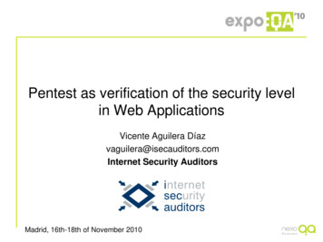 Pentest As Verification Of The Security Level In Web .