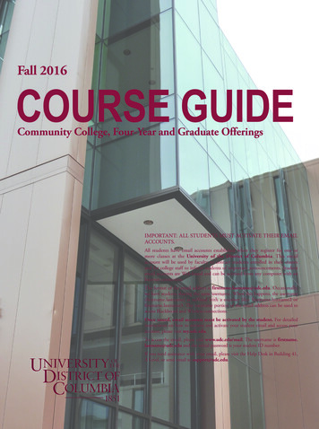Fall 2016 COURSE GUIDE - University Of The District Of Columbia