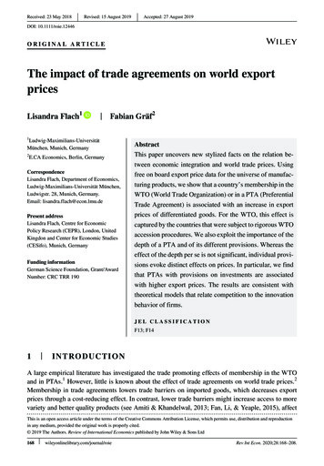 The Impact Of Trade Agreements On World Export Prices