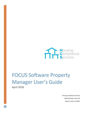 FOCUS Software Property Manager User's Guide - Housing Compliance