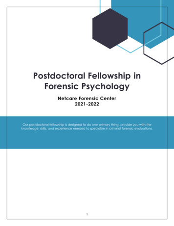 Postdoctoral Fellowship In Forensic Psychology - Netcare Access