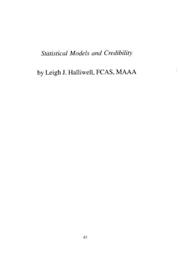 Statistical Models And Credibility - CAS Act