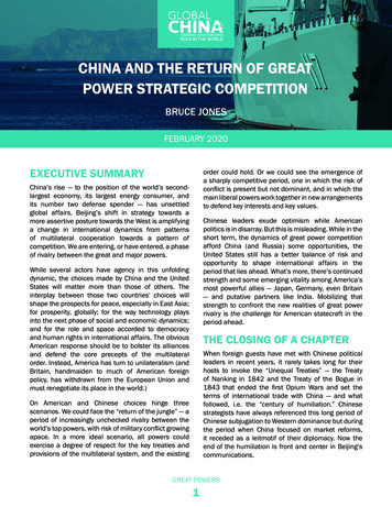 China And The Return Of Great Power Strategic Competition