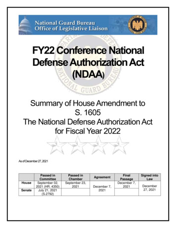 FY22 Conference National Defense Authorization Act (NDAA