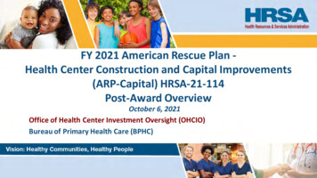 FY 2021 American Rescue Plan - Health Center Construction .