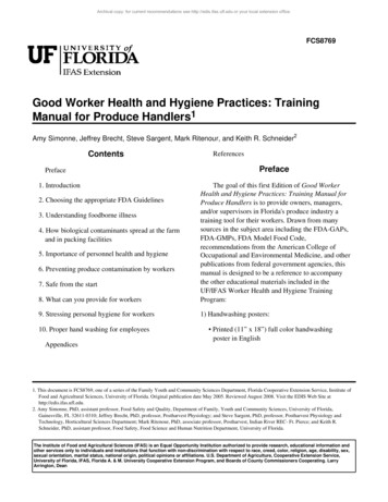 Good Worker Health And Hygiene Practices: Training 