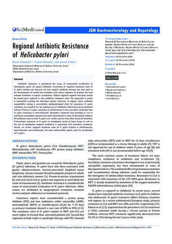 Regional Antibiotic Resistance Of Helicobacter Pylori