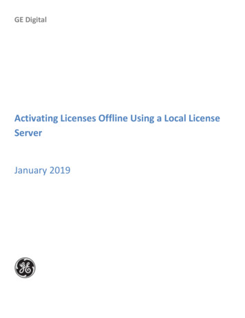 Activating Licenses Offline Using A Local License Server - GE