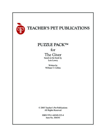 TEACHER’S PET PUBLICATIONS PUZZLE PACK For The Giver