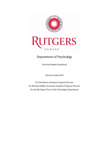 Department Of Psychology - Ncas.rutgers.edu
