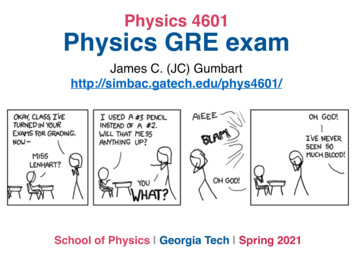 Physics 4601 Physics GRE Exam