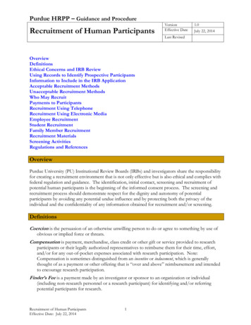 Version 1.0 Recruitment Of Human Participants - Purdue University