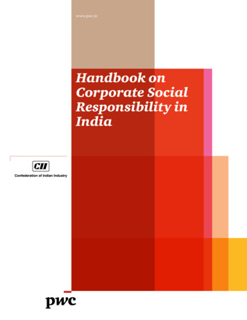 Handbook On Corporate Social Responsibility In India - PwC