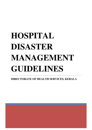 HOSPITAL DISASTER MANAGEMENT GUIDELINES - Kerala