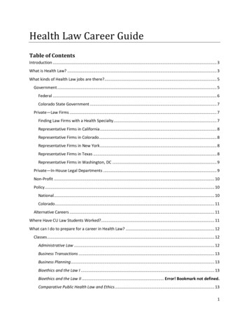 Health Law Career Guide - University Of Colorado Boulder