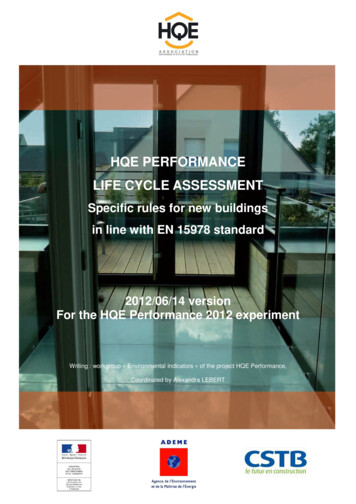 HQE PERFORMANCE LIFE CYCLE ASSESSMENT - HQE-GBC