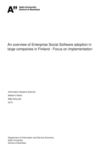 An Overview Of Enterprise Social Software Adoption In Large . - Aalto