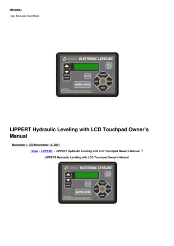 LIPPERT Hydraulic Leveling With LCD Touchpad Owner's Manual - Manuals 