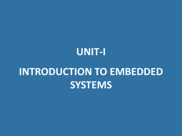 UNIT-I INTRODUCTION TO EMBEDDED SYSTEMS
