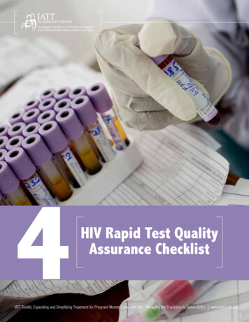 HIV Rapid Test Quality Assurance Checklist