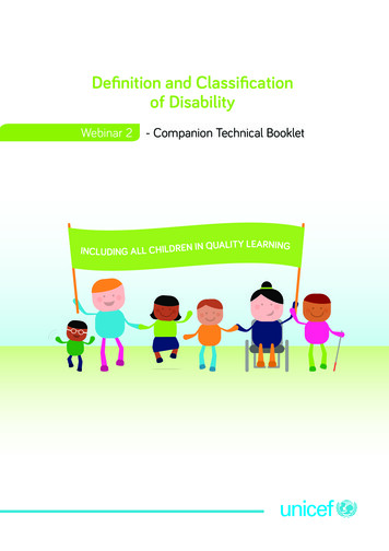 Deﬁnition And Classiﬁcation Of Disability