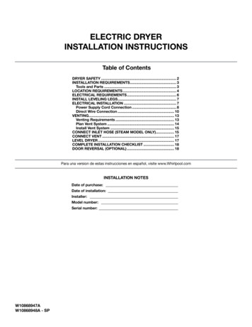 ELECTRIC DRYER INSTALLATION INSTRUCTIONS - Whirlpool
