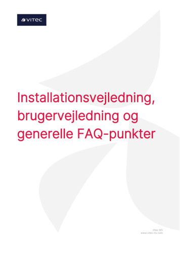 Installationsvejledning, Brugervejledning Og Generelle FAQ . - Vitec MV