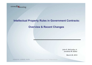 Intellectual Property Rules In Government Contracts . - Crowell & Moring