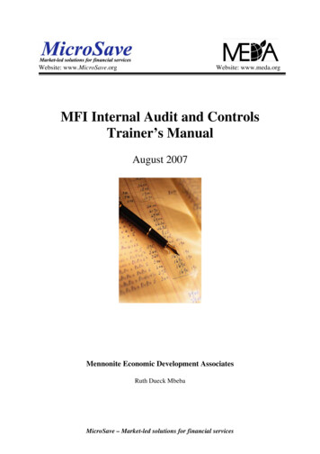 MFI Internal Audit And Controls Trainer's Manual - Microsave