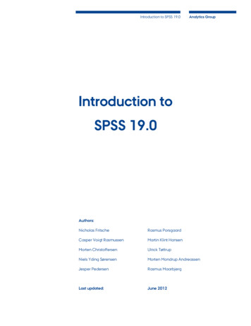 Introduction To SPSS 19 - Aarhus Universitet