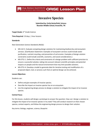 ORISE Lesson Plan: Invasive Species