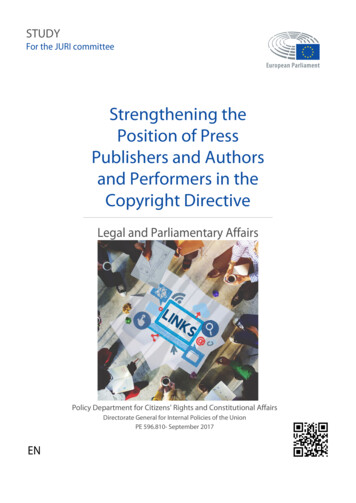 Strengthening The Position Of Press Publishers And Authors .